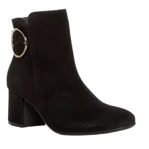 New PAUL GREEN Taylor Black Suede Ring Buckle Ankle Booties Boots US 8 UK 5.5
